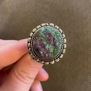 Ruby Zoisite Sterling Silver Ring